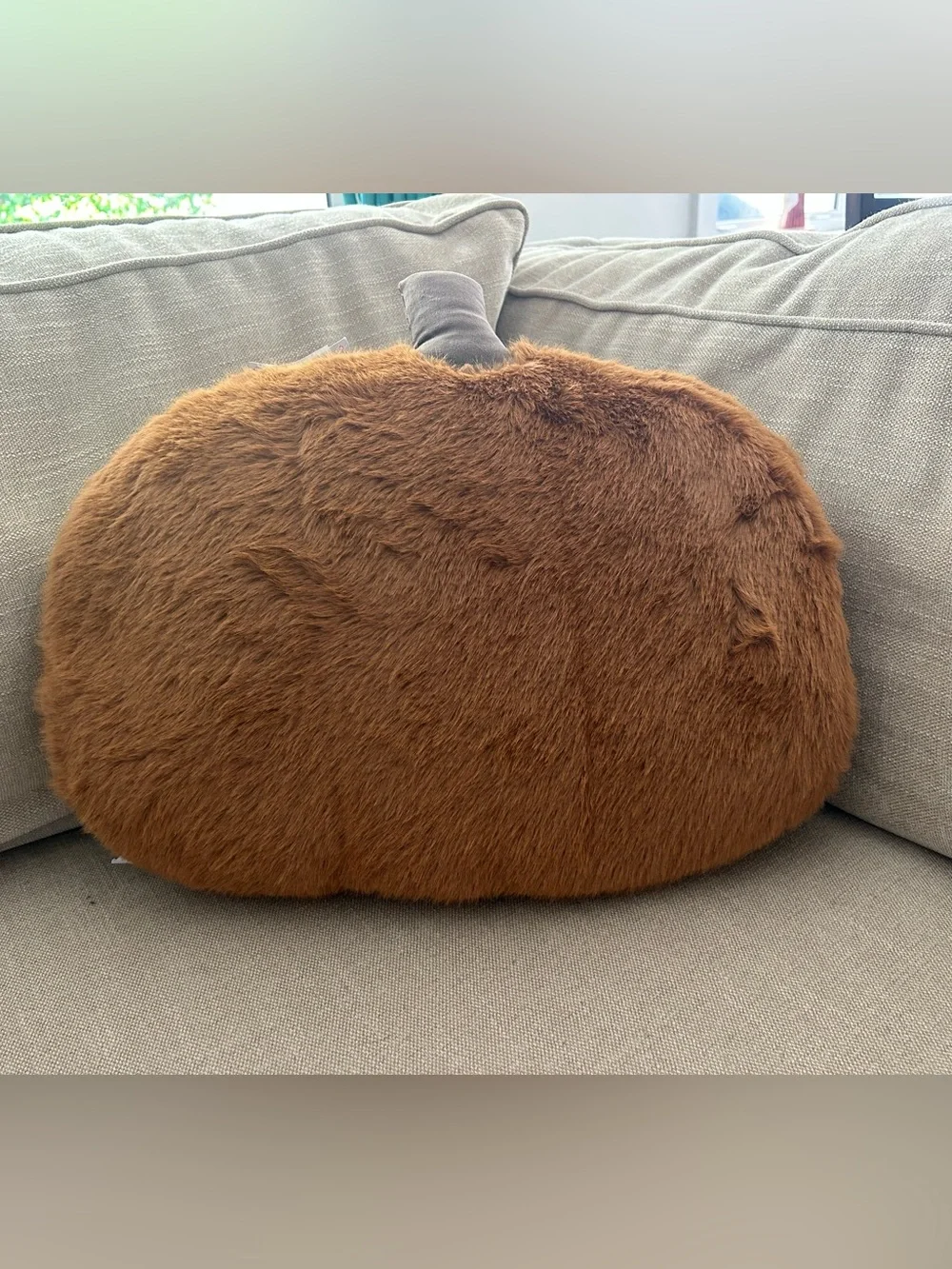 “New” Martha Stewart Faux Fur Pumpkin Accent Pillow in Warm Brown